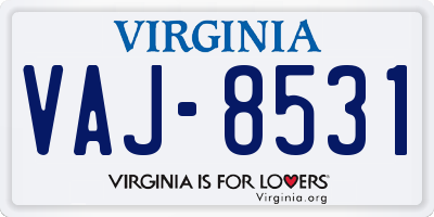 VA license plate VAJ8531
