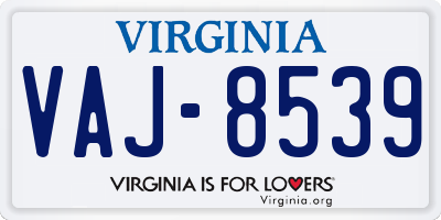 VA license plate VAJ8539