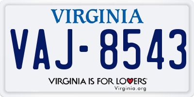 VA license plate VAJ8543