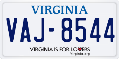 VA license plate VAJ8544