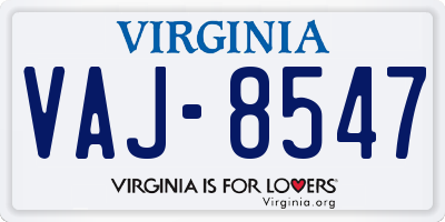 VA license plate VAJ8547