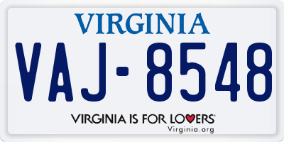 VA license plate VAJ8548