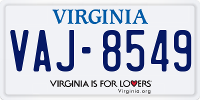 VA license plate VAJ8549