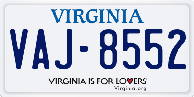 VA license plate VAJ8552