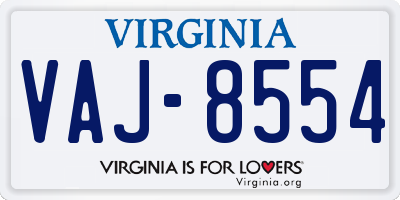 VA license plate VAJ8554