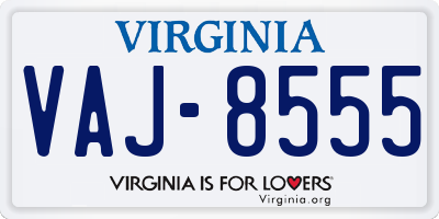 VA license plate VAJ8555