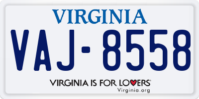 VA license plate VAJ8558