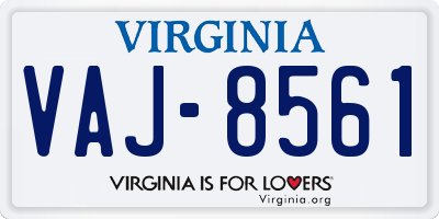 VA license plate VAJ8561
