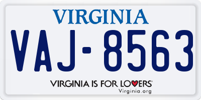 VA license plate VAJ8563
