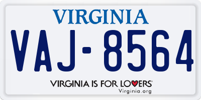 VA license plate VAJ8564