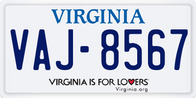 VA license plate VAJ8567