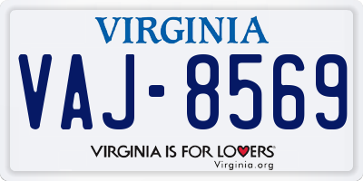 VA license plate VAJ8569