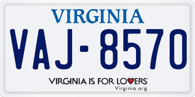 VA license plate VAJ8570