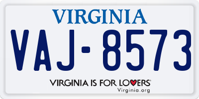 VA license plate VAJ8573