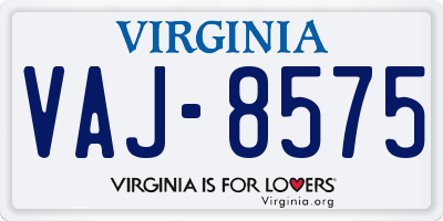 VA license plate VAJ8575
