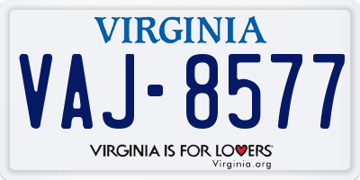 VA license plate VAJ8577