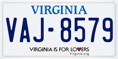 VA license plate VAJ8579