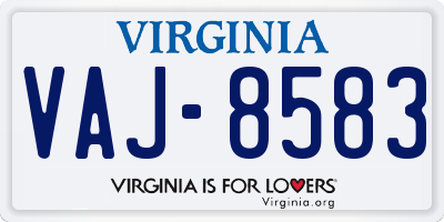 VA license plate VAJ8583