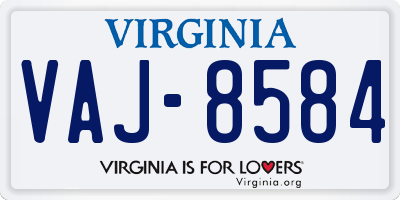 VA license plate VAJ8584