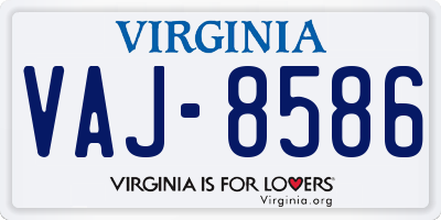 VA license plate VAJ8586