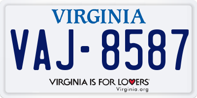 VA license plate VAJ8587