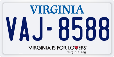 VA license plate VAJ8588