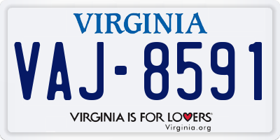 VA license plate VAJ8591