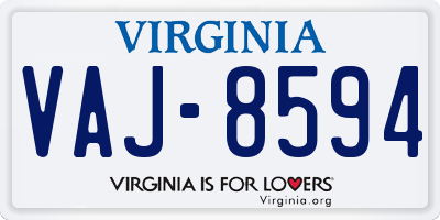 VA license plate VAJ8594