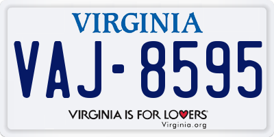 VA license plate VAJ8595