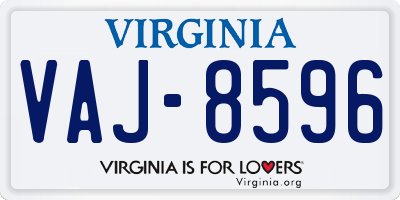 VA license plate VAJ8596