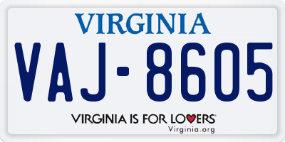VA license plate VAJ8605
