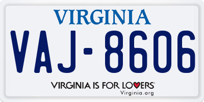 VA license plate VAJ8606