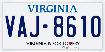 VA license plate VAJ8610