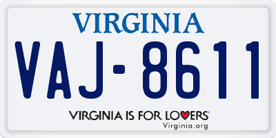 VA license plate VAJ8611