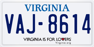 VA license plate VAJ8614