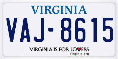 VA license plate VAJ8615