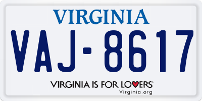 VA license plate VAJ8617