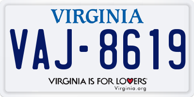 VA license plate VAJ8619