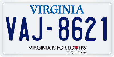 VA license plate VAJ8621