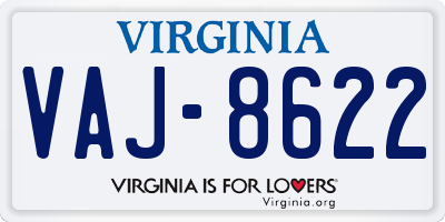 VA license plate VAJ8622