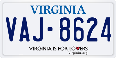 VA license plate VAJ8624