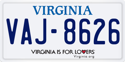 VA license plate VAJ8626