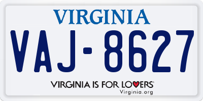 VA license plate VAJ8627