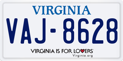 VA license plate VAJ8628