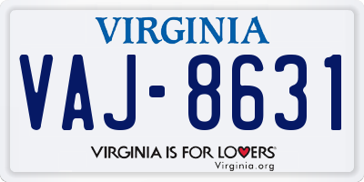VA license plate VAJ8631