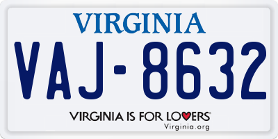 VA license plate VAJ8632