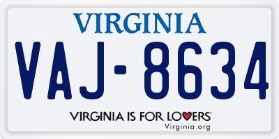 VA license plate VAJ8634