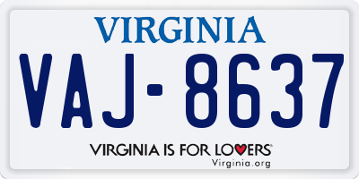 VA license plate VAJ8637