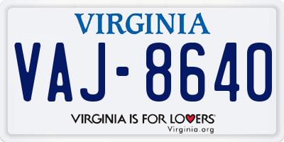 VA license plate VAJ8640