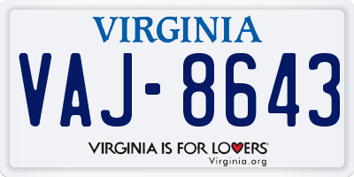 VA license plate VAJ8643